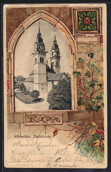 Cartes postales: Litho Winterthur, Blick auf die Stadtkir – D'occasion à Berlin par bartko-reher