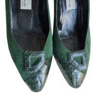 Pumps tannengrün Veloursleder Gr. 39/40 VINTAGE 1980s Italy