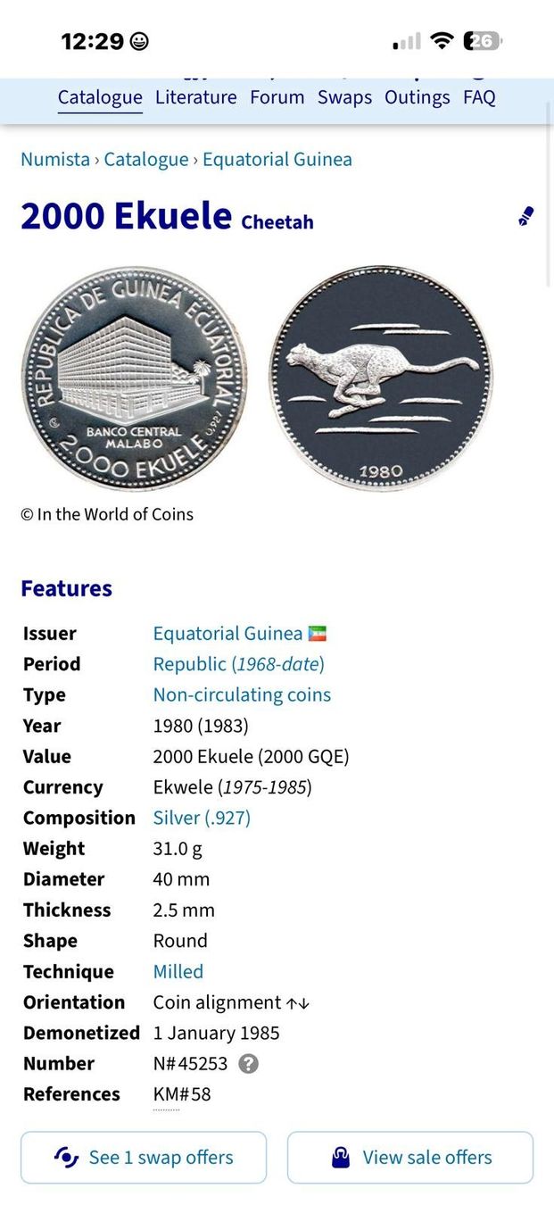 Alle Münzen: Guinea Equatorial 2000 Ekuele 1980 Proof Kat: CHF 100.- – Neu (gemäss Beschreibung) aus Zürich von Tasmiyah 4