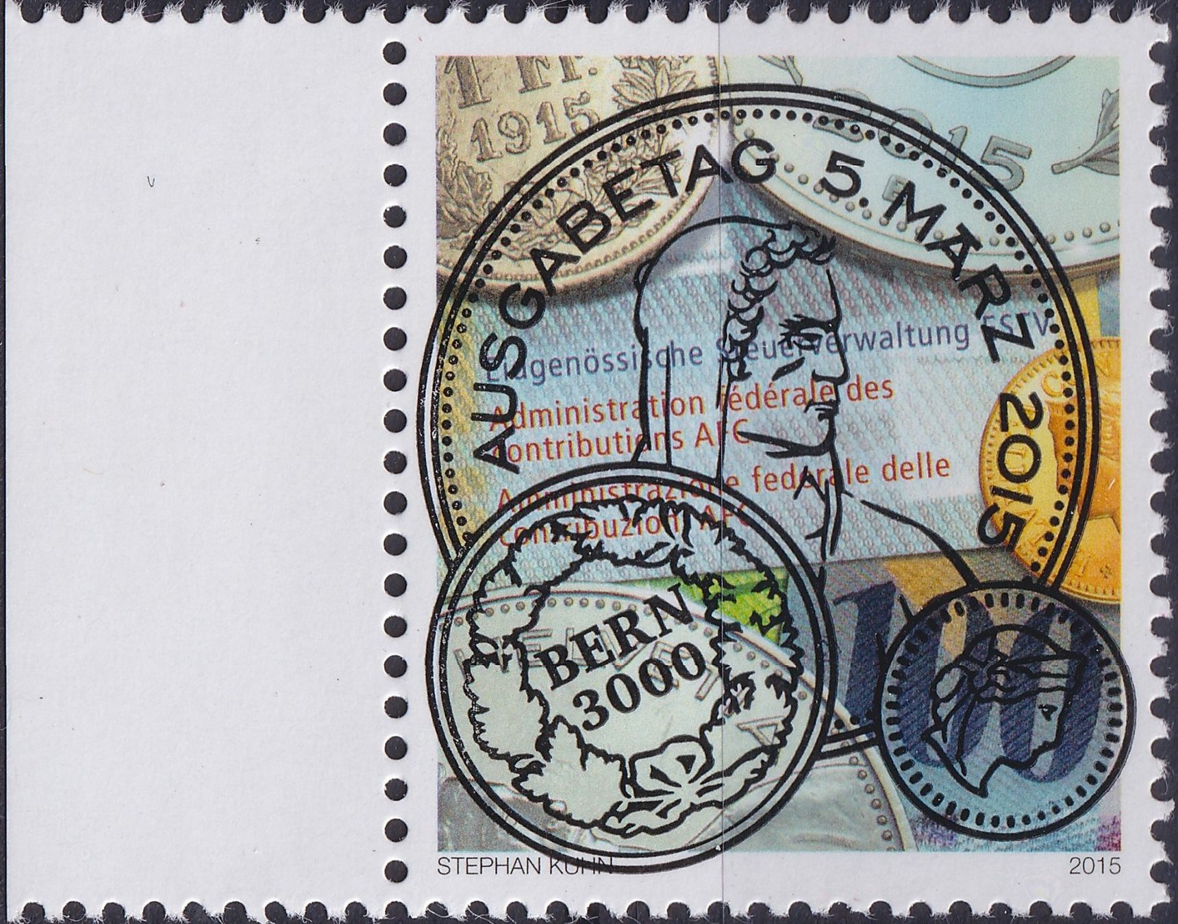Tutti i francobolli: 2015, Nr.1548 "ESTV" mit Ersttags-Voll-Stempel + Bogenrand – Usato da Sursee venduto da Luzernerraute