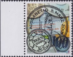 2015, Nr.1548 "ESTV" mit Ersttags-Voll-Stempel + Bogenrand