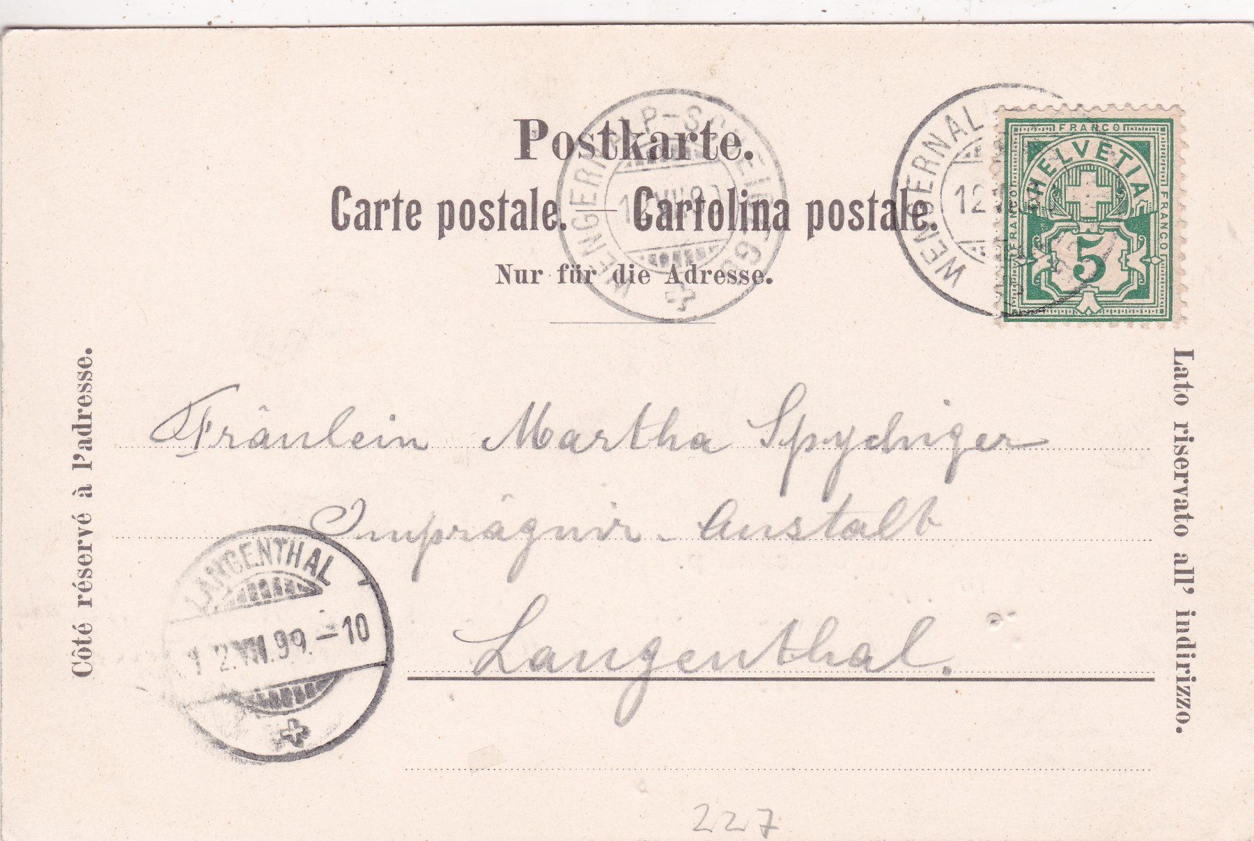 Cartes postales: Wengernalp 1899 – D'occasion à Herisau par Lisegrat2008 1