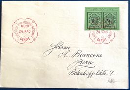 1943 / Ausschnitt Genfer Block auf Brief W17L + W17R