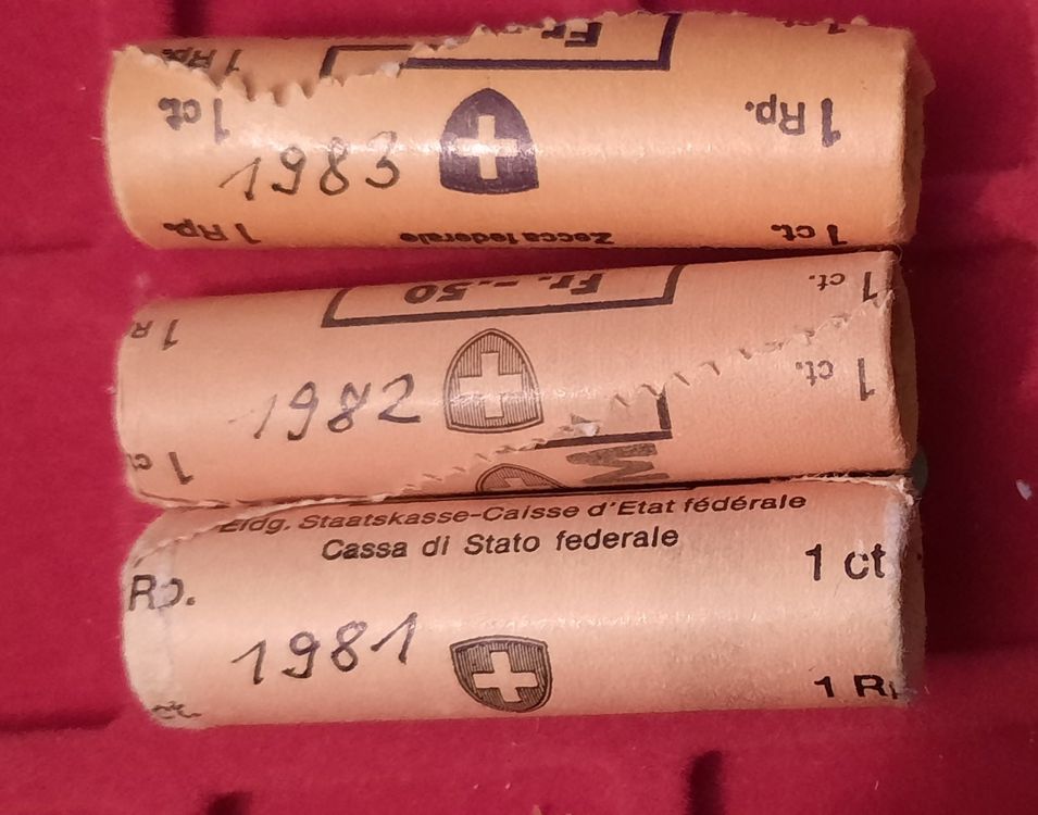 3 rouleaux de pièces de 1 centime Kaufen auf Ricardo