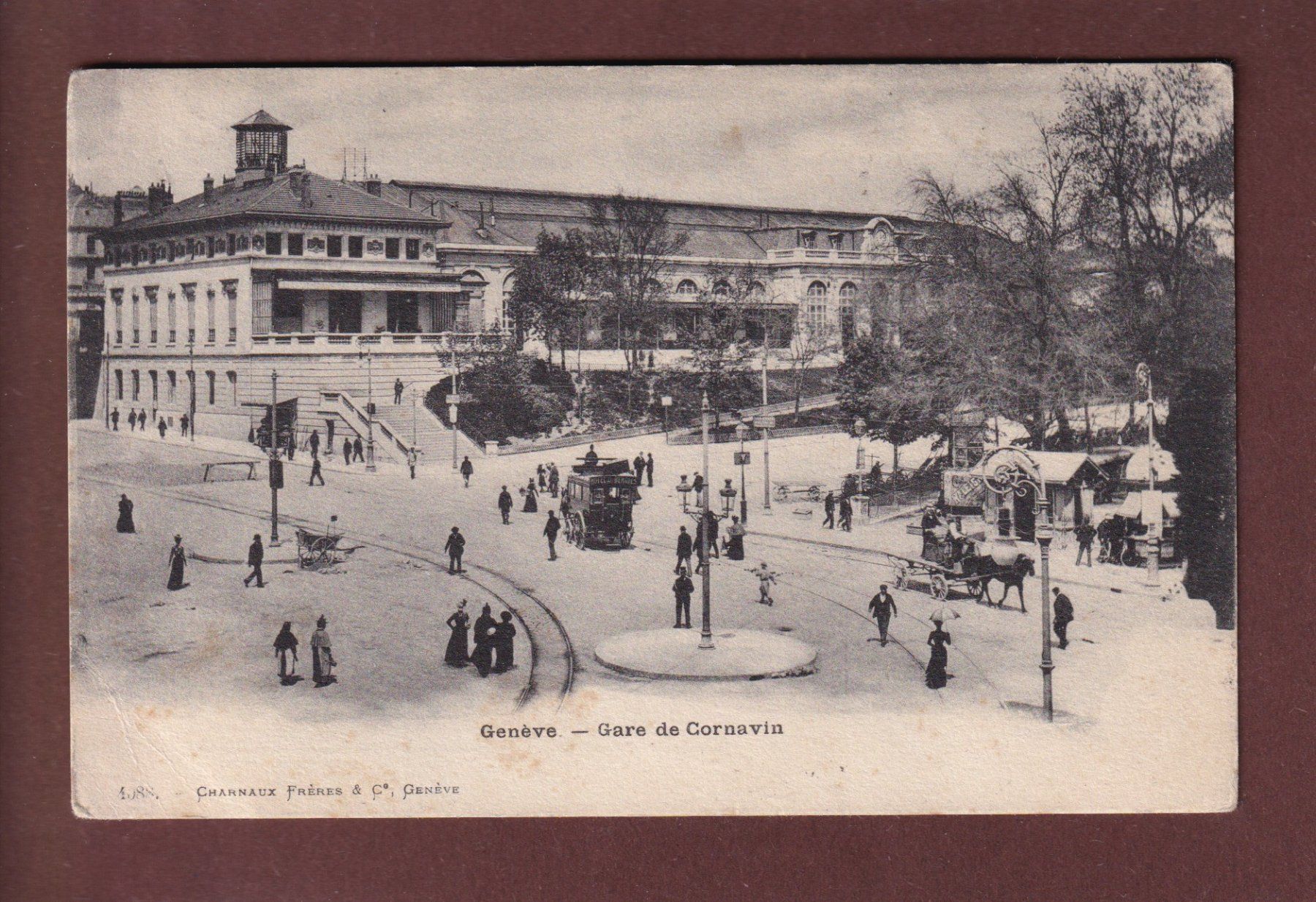 Cartoline postali: GENEVE - Gare de Cornavin - Attelages - 1903 // pli // – Usato da Pully venduto da nicecards