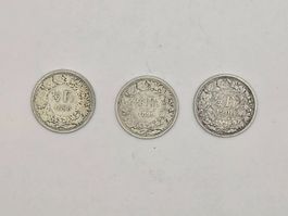 3x Schweizer 1/2 Franken Münzen 1898-1900, Helvetia (43)