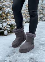 Boots / Stiefeletten mit Pelz gefüttert grau Neu Gr 40