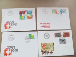 5 Briefe FDC Jubiläen Schweiz. Eidgenossenschaft 1990/91 etc