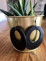 Creolen / Ohrhänger / Ohrringe oval schwarz