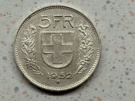 1952 5 Franken selten um vorzüglich