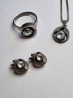 Schmuckset Bergkristall Silber: Ring, Halskette, Ohrclips