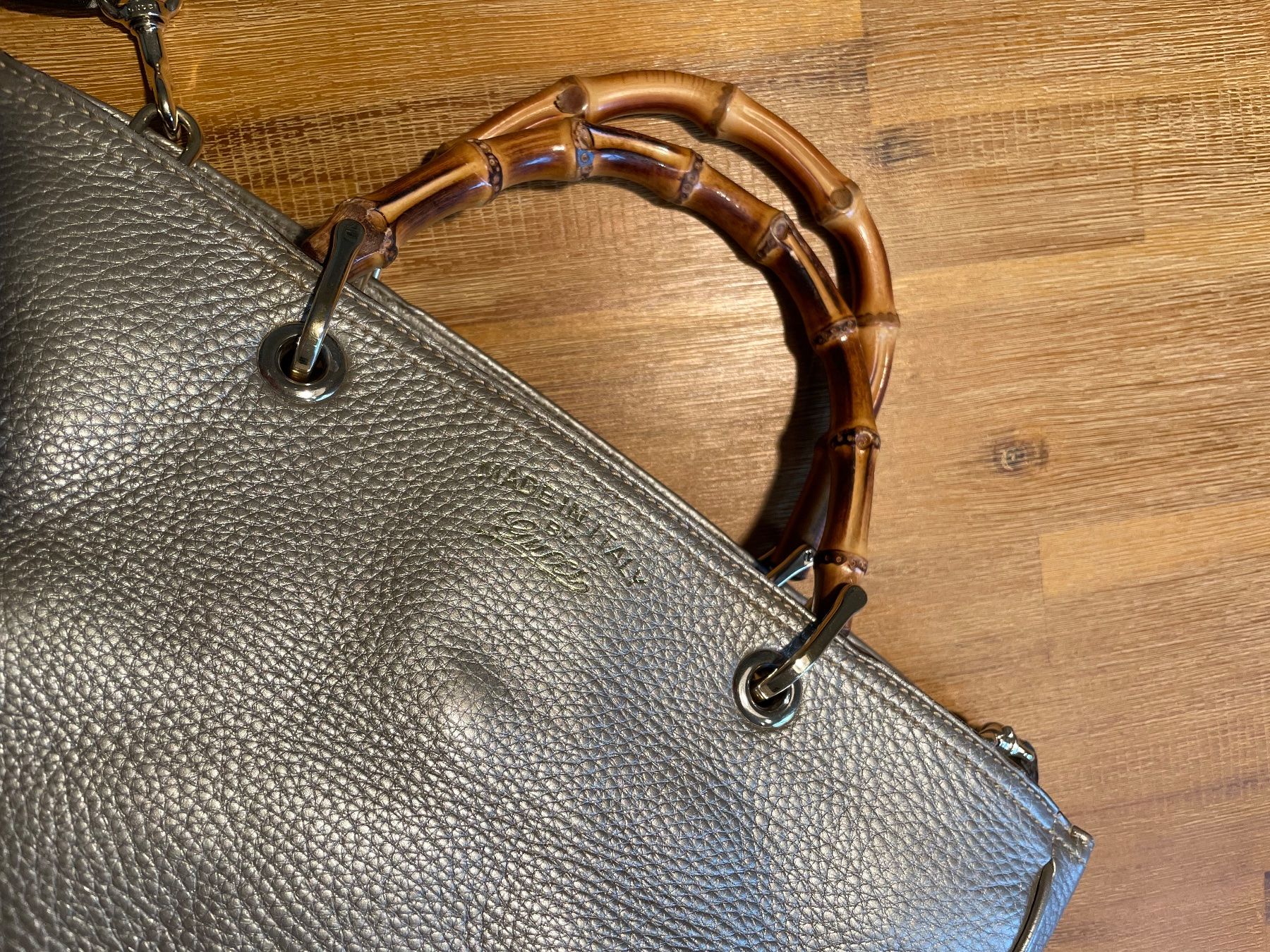Gucci Taschen für Damen: Gucci Bamboo two way Tote silber – Gebraucht aus Horn von JCGA 3
