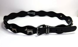 **❤️Gürtel Leder schwarz mit Hundeapplikationen 75 cm❤️**