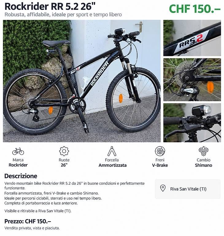 Vélos: Vendo MTB – D'occasion à Riva San Vitale par chr_j2n9