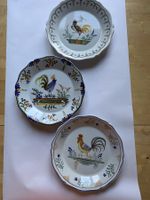 3x Teller Hahn handbemalt Keramik Vintage Landhausstil bunt