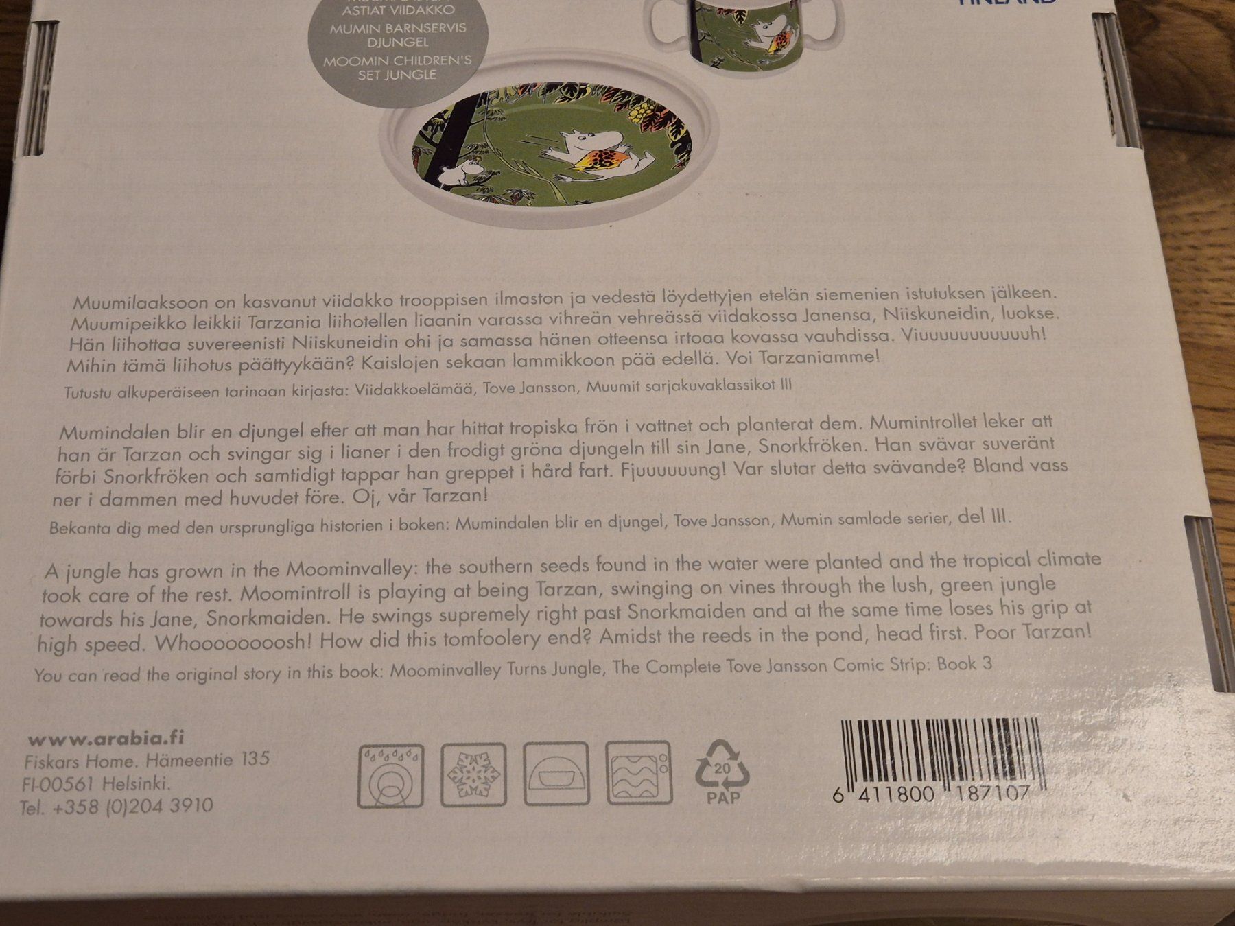 Arabia Set di piatti: Arabia Kindergeschirr Jungel Moomin – Nuovo e nell'imballaggio originale da Oberdiessbach venduto da Finland1977 8
