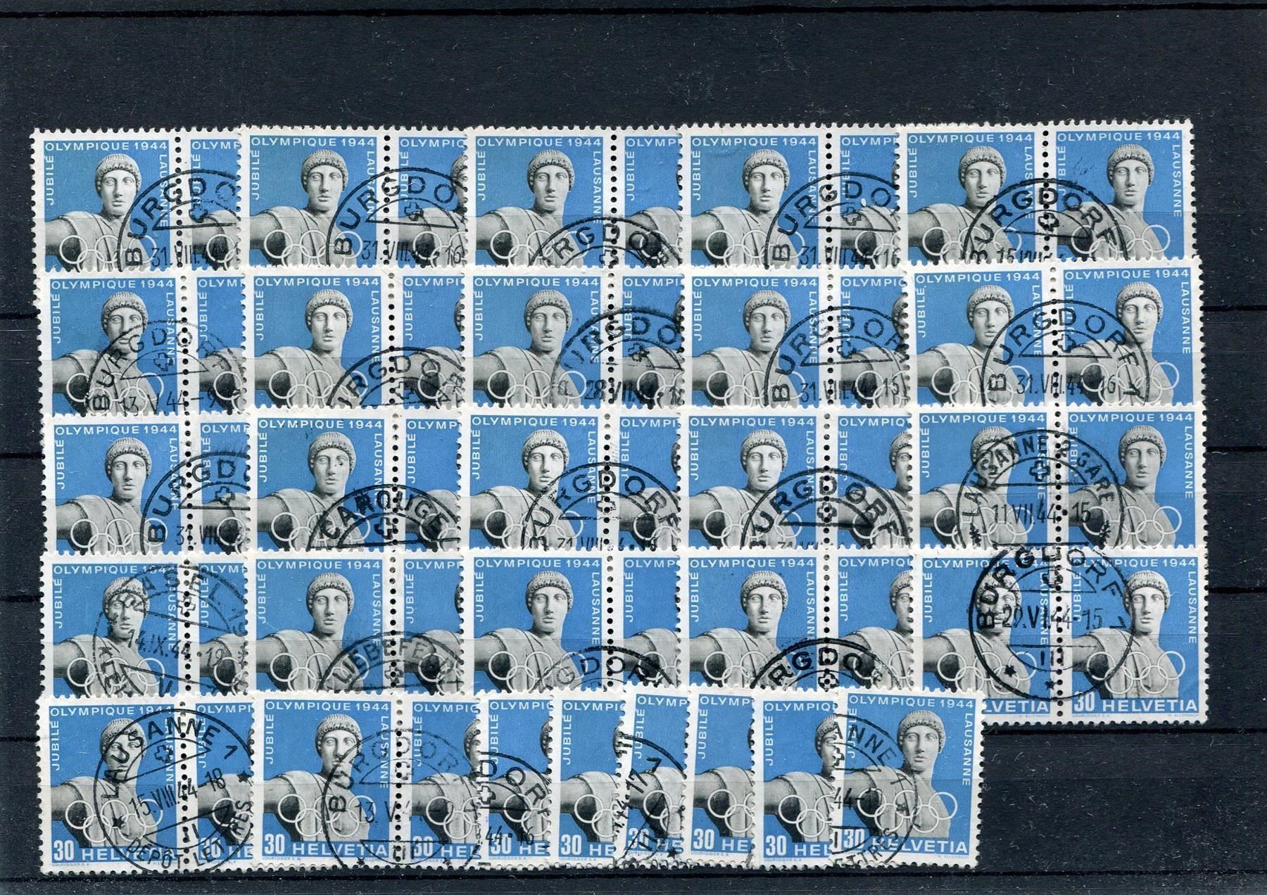 Alle Briefmarken: 1944 Olymp. Komitee 50 Stück 30 Rp. gest – Gebraucht aus Winterthur von Kyoung