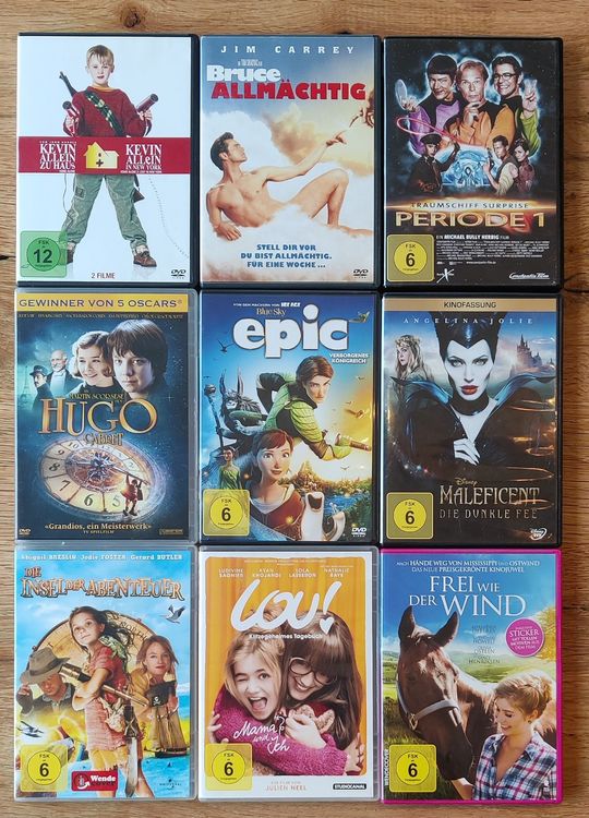 9 x Kinderfilme, alle bis auf einer ab 6 Jahren