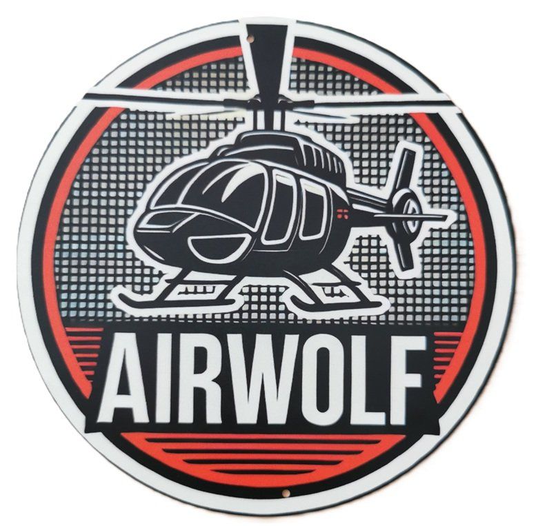 Insegne: AIRWOLF - Blechschild  (neu/OVP) – Nuovo e nell'imballaggio originale da Wilen b. Wollerau venduto da morethanmusic