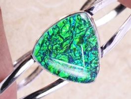 Opal Tripplet 925 Silver Plated Handmade Bangle/Bracelet