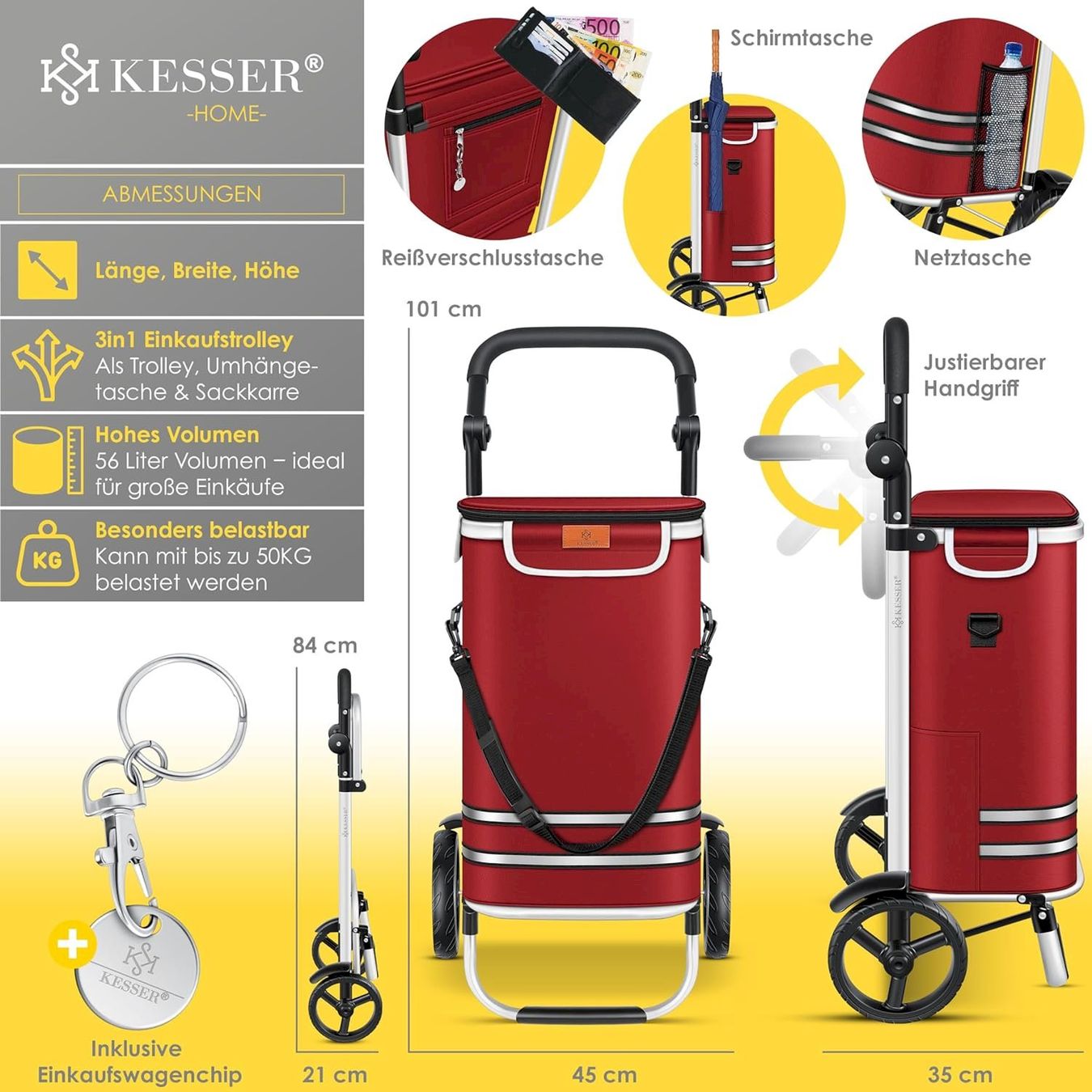 Autres articles pour la maison: KESSER Einkaufstrolley 56L Bordeaux – Neuf avec emballage d'origine à Bottighofen par zaap 6