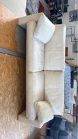 Ecksofa Leder hellgrau mit Gebrauchsspuren