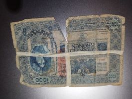 Seltene, alte 1000 Kronen Banknote - Sammlerstück!