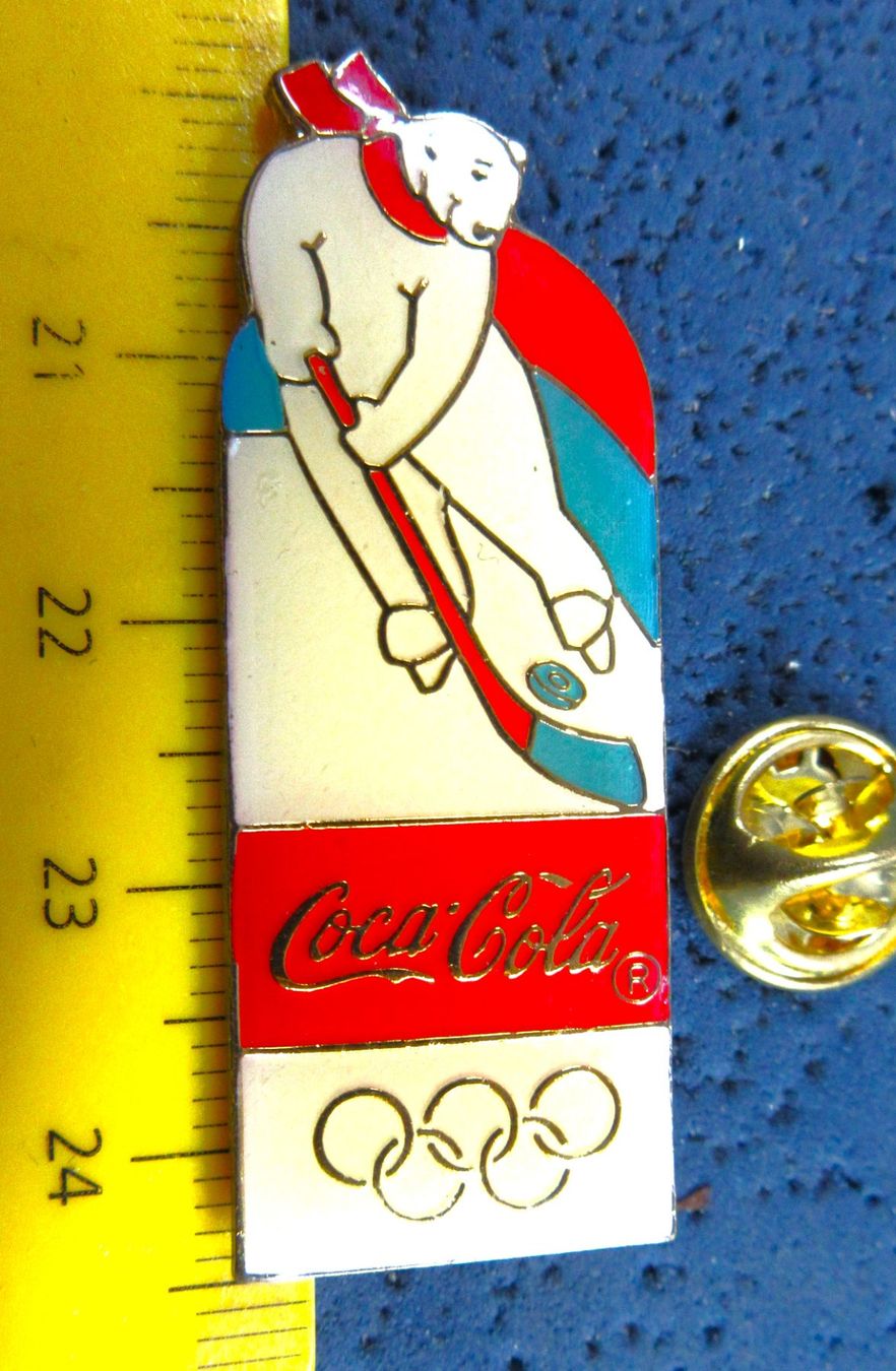 Coca-Cola Placchette & Badge: COCA-COLA OLYMPIA EISHOCKEY PIN EISBÄR – Usato da Ettingen venduto da Hausi4711