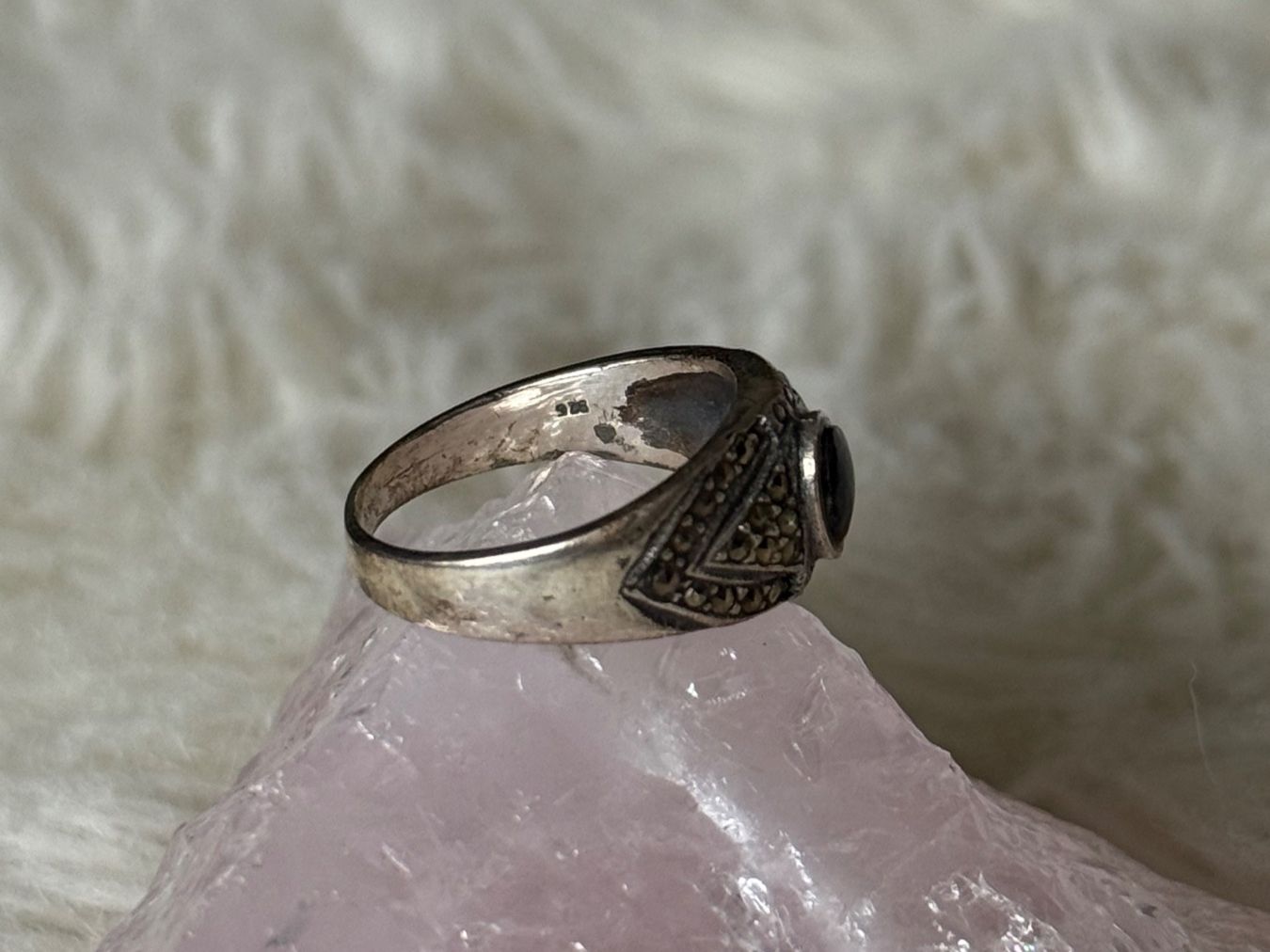Anelli: Vintage Silberring 925 mit schwarzem Stein – Usato da Istighofen venduto da Ringparadies 2