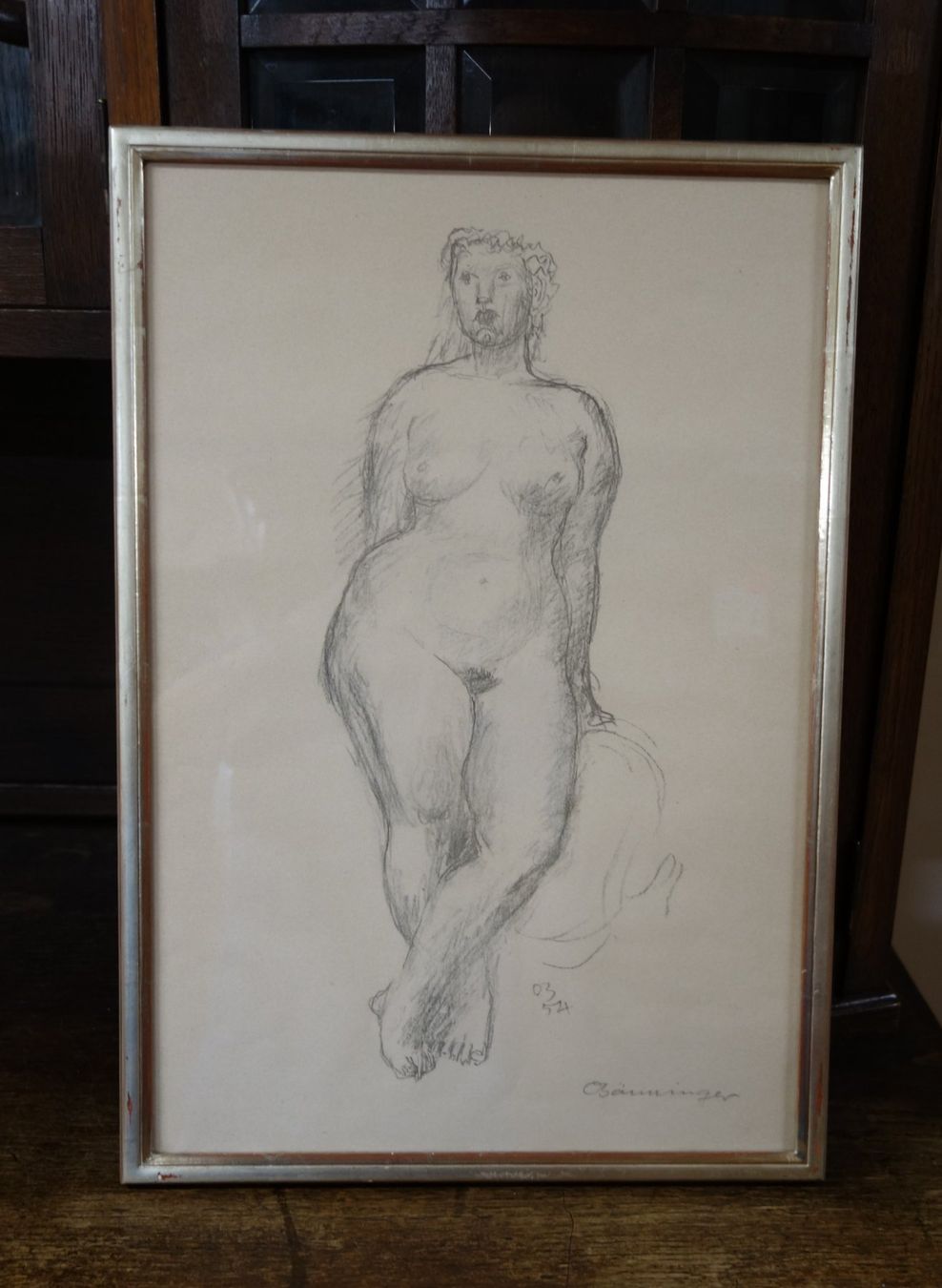 Poster & Bilder: Bleistiftzeichnung Akt Figur Dame, Bänninger – Gebraucht aus Basel von bk_brockibasel