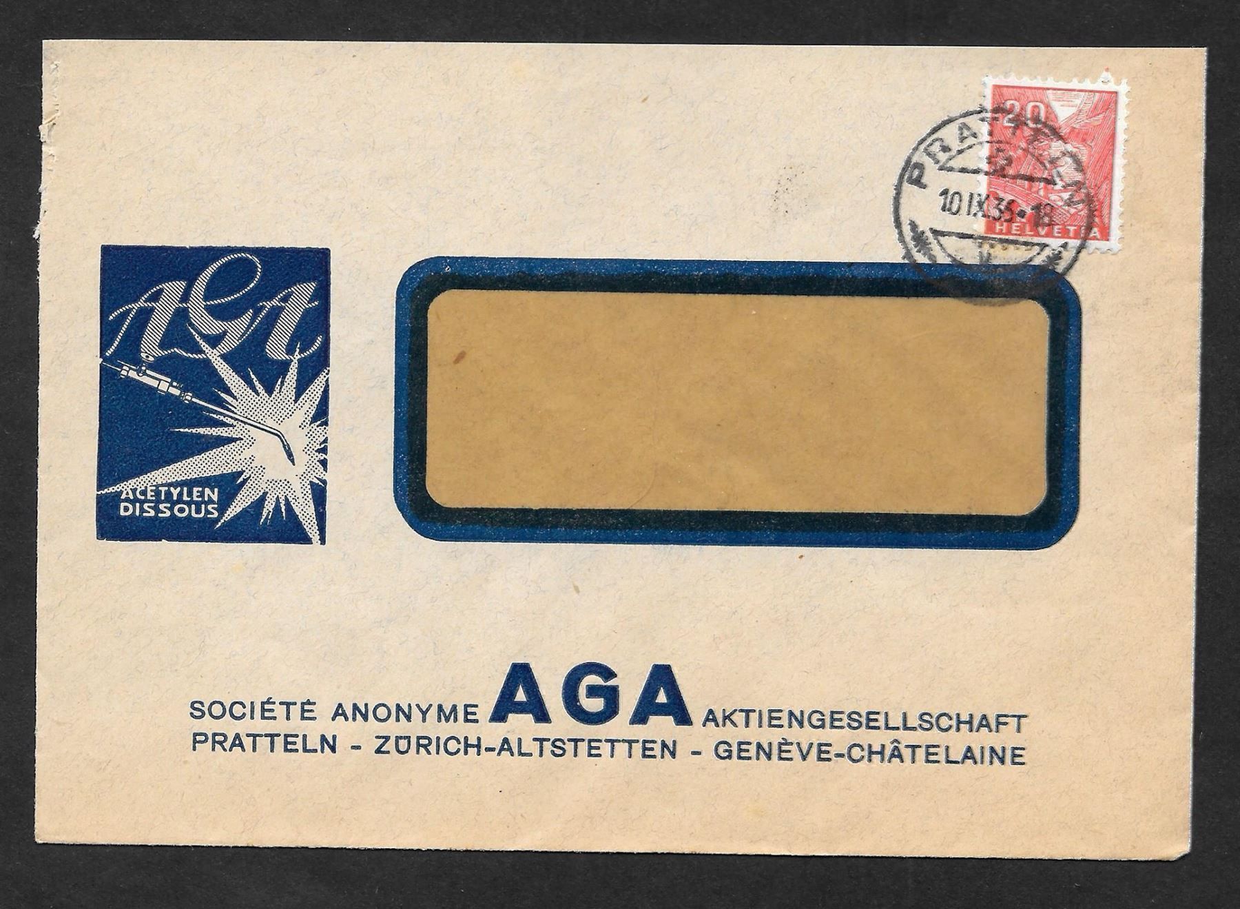 Alle Briefmarken: Pratteln illustrierter Brief AGA 10.9.1936 – Gebraucht aus Olten von clotaldi
