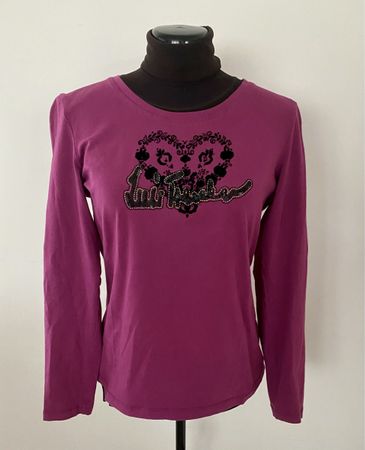 Luis Trenker Langarmshirt M Lila Herz-Pailetten-Motiv - Top