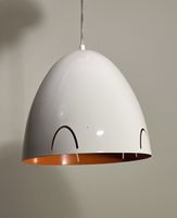  Design-Pendelleuchte weiss/orange – Deckenlampe mit Muster
