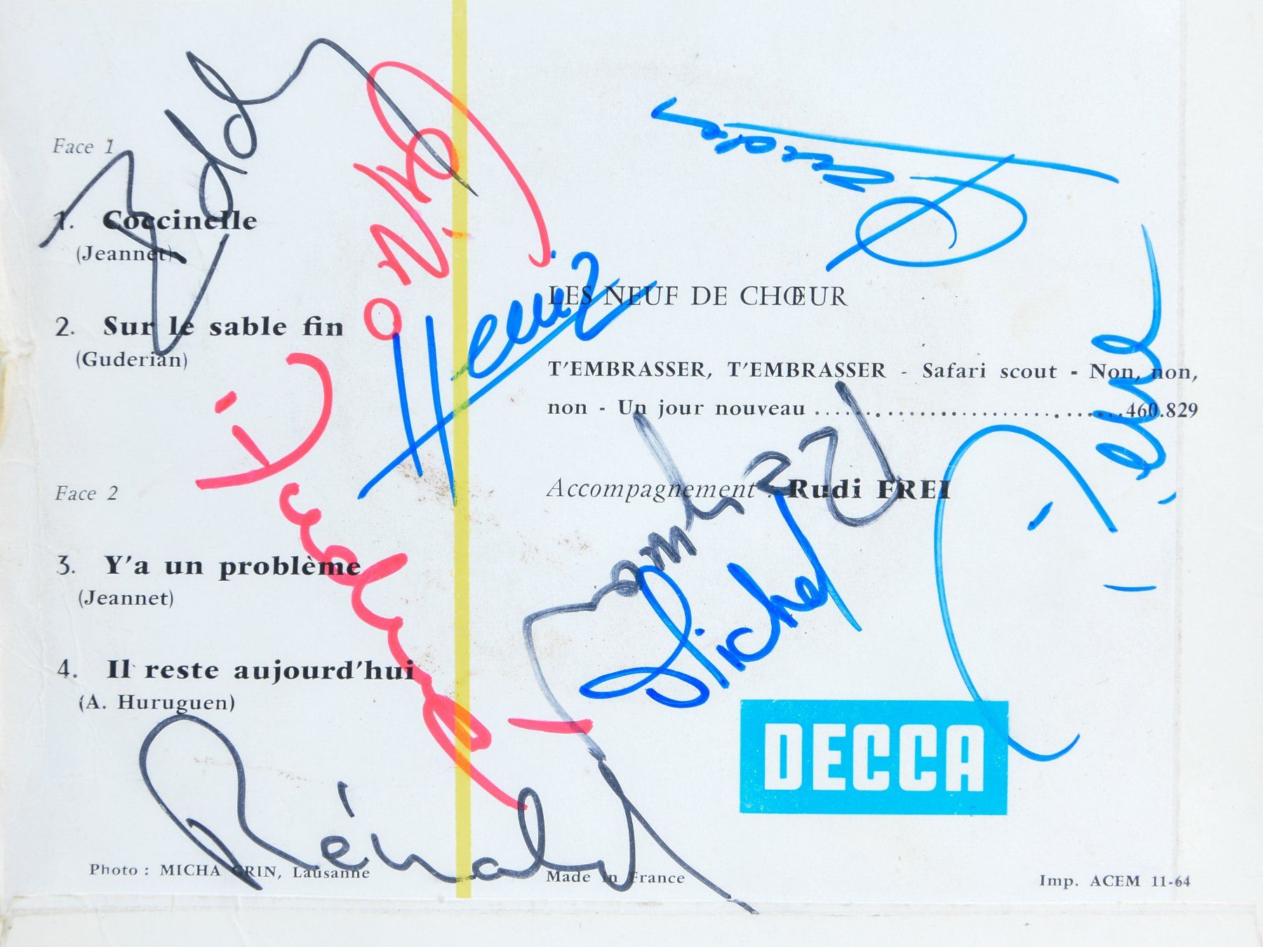 Autografi: Les Neuf de Chœur - Disque signé – Usato da Belmont-sur-Yverdon venduto da ag97 1