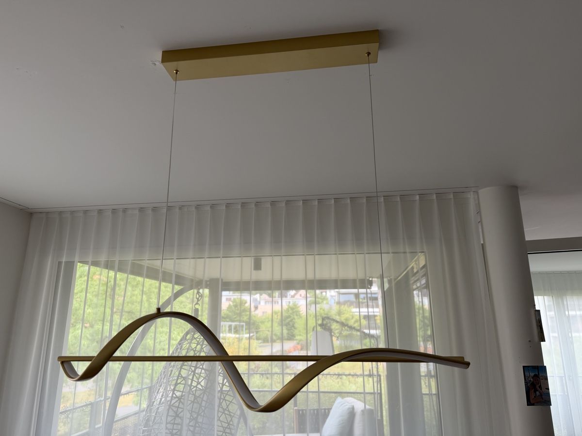 Kronleuchter & Deckenlampen: Hängeleuchte modern LED Messing Optik mit Stoffschirm neu – Neu (gemäss Beschreibung) aus Wiesendangen von Namoli123 3