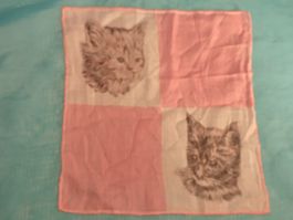 Taschentuch, 2 Katzen, rosa-weiss
