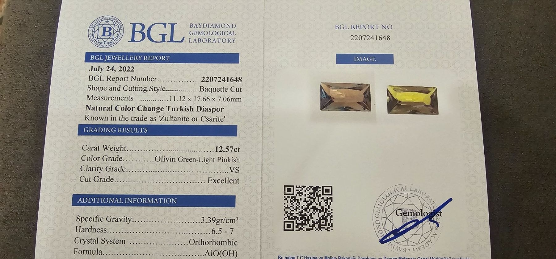 Pietre preziose: Csarite, Diaspore mit Zertifikat – Nuovo e nell'imballaggio originale da Wolhusen venduto da toni079 4