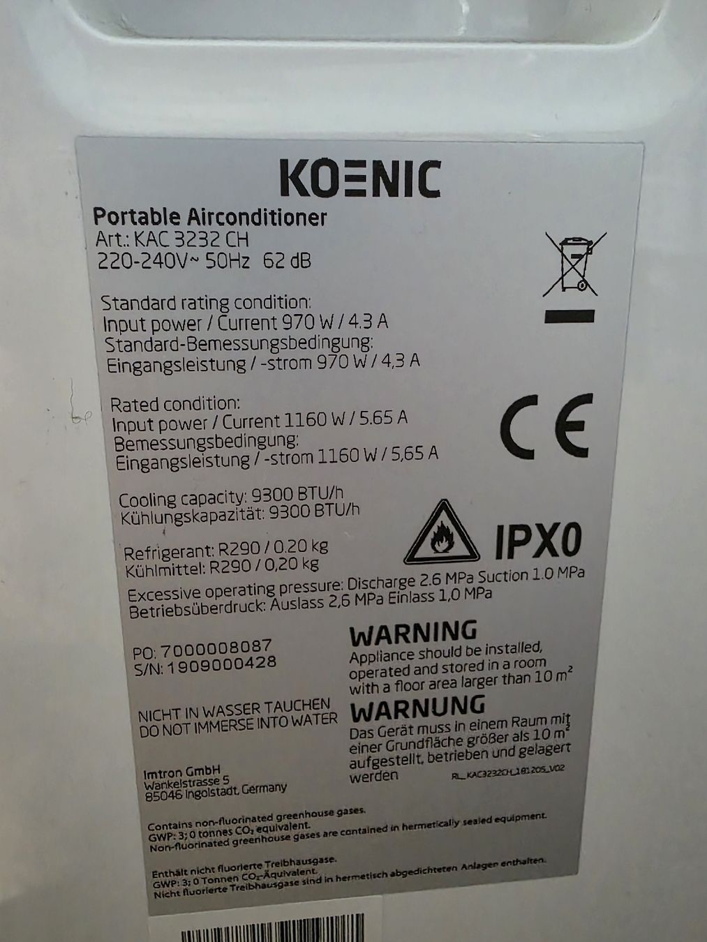 König Condizionatori: Koenik Mobile Klimaanlage – Nuovo (secondo la descrizione) da Hölstein venduto da tar_72c2 2