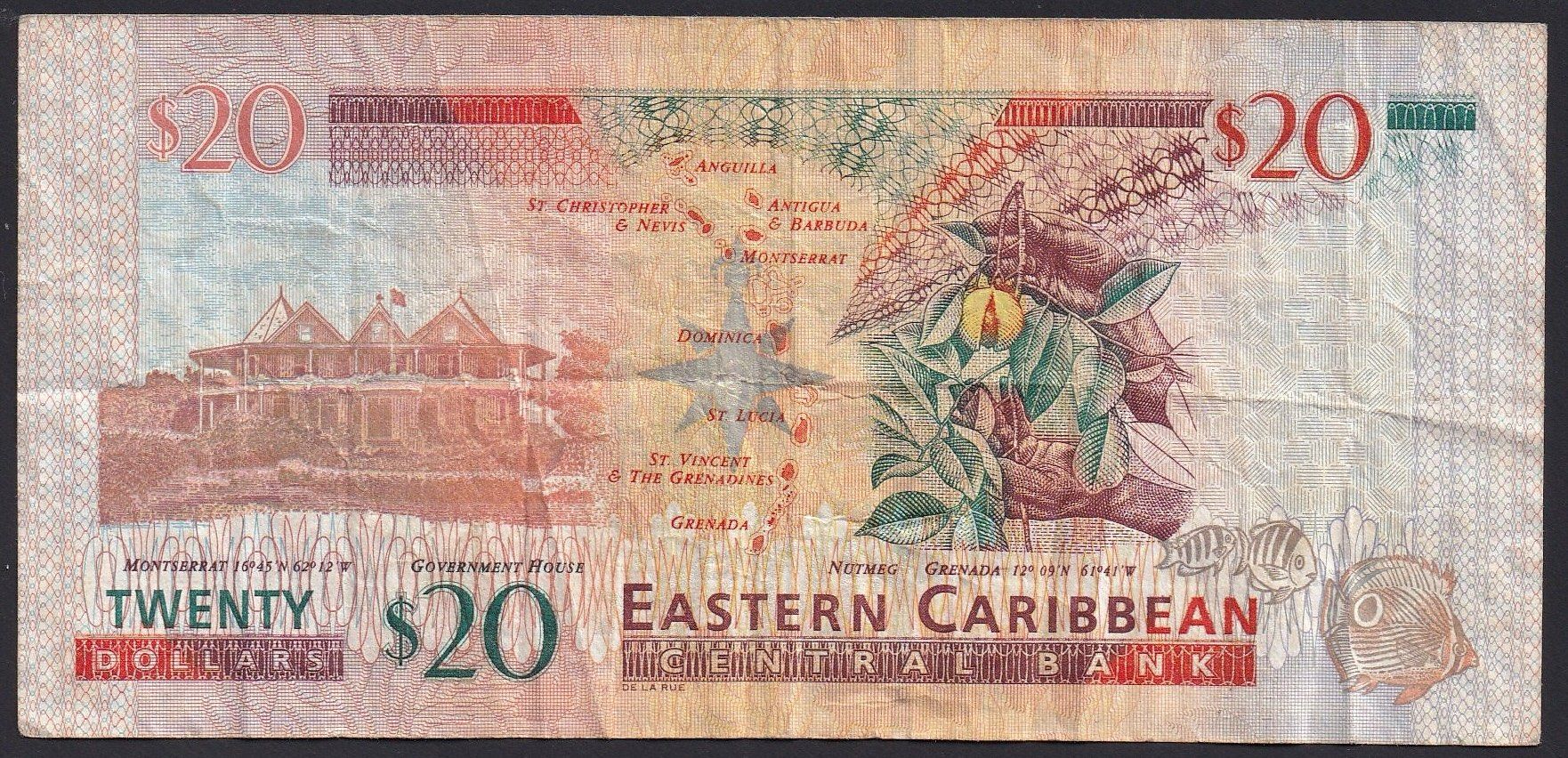 Banconote: Eastern Caribbean Staates 20 Dollars 2012 – Usato da Brugg AG venduto da banknoten_muesli 1