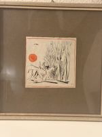 Encre de Chine paysage équestre signé