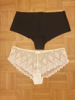 Slip, XL, lot 2ps, blanc cassé-dentelle, noir- seconde peau