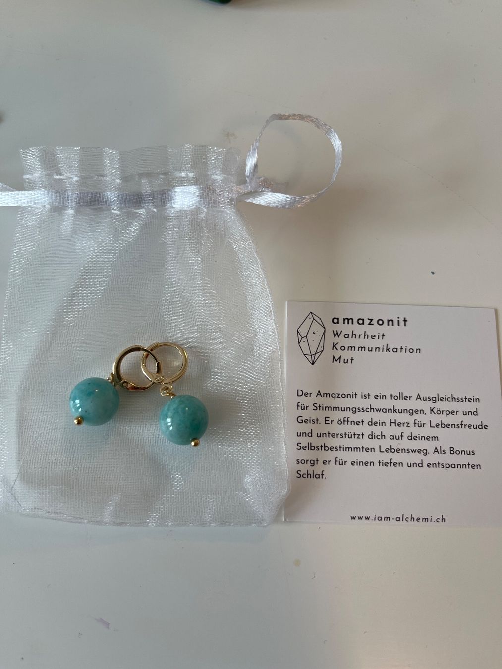 Orecchini pendenti & Orecchini a lobo: Amazonit Ohrringe Gold – Nuovo e nell'imballaggio originale da Dietikon venduto da na_129 1