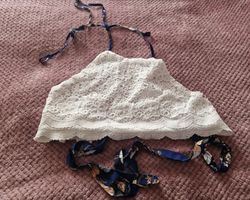 Weisses Spitzen Neckholder Top Gr. M