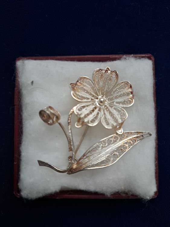 Broche Ancienne En Filigrane Argent - Bijou Vintage - Occasion