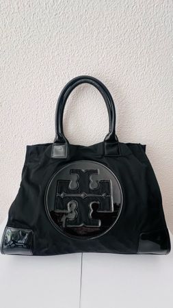 Tory Burch XXL Tote Bag – Nylon & Lackleder – Schwarz – sehr