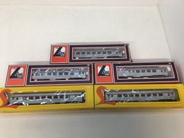 Lima Spur H0 SNCF TEE Inox Wagen, 2x 9050, 2x 1023, 1024