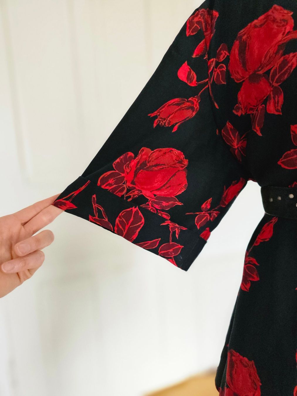 Camicette: Vintage Bluse Kimono Rosenmuster, Grösse 38 – Usato da Ried-Brig venduto da Zzyzx 2