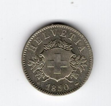 Tutti le monete: (1236) CH, 20 Rappen 1850, Super stgl – Usato da Rüthi (Rheintal) venduto da erdnuessli1 1
