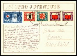 PJ Karte 142 von 1928 C. Liner mit richtiger PJ Frankatur