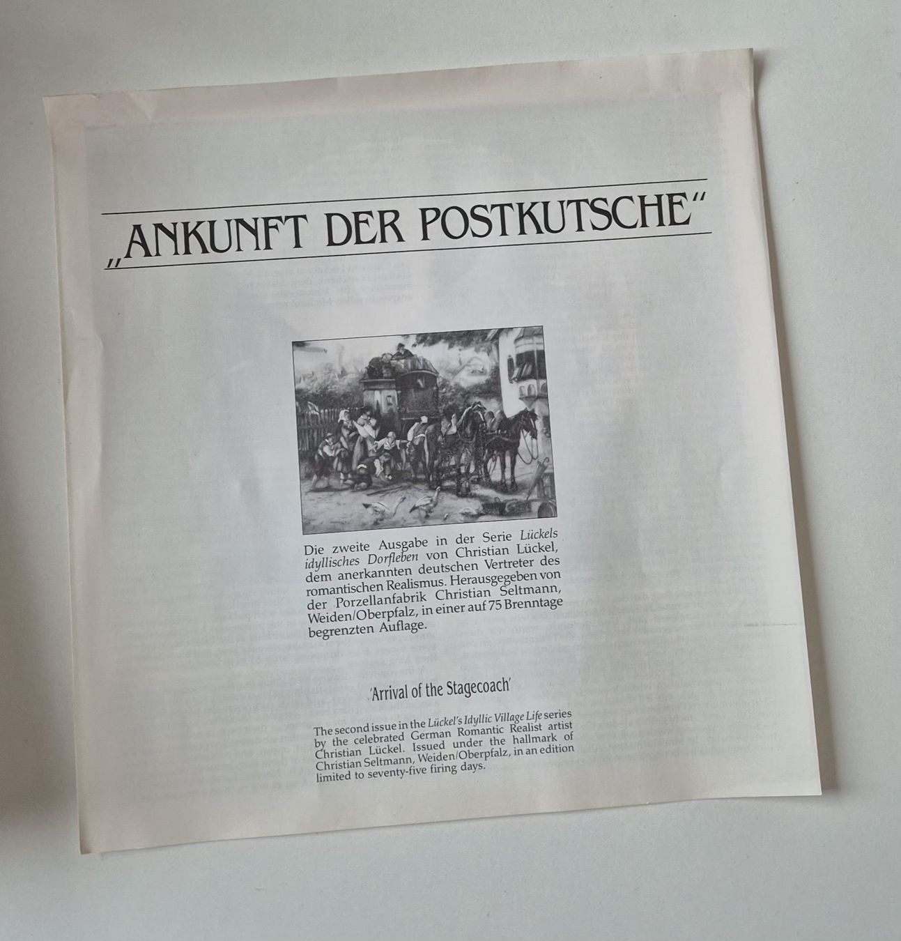 Piatti: Assiette de collection "Arrivée de la diligence"  1986 – Nuovo e nell'imballaggio originale da Fortunau (Ayent) venduto da le.baron 2